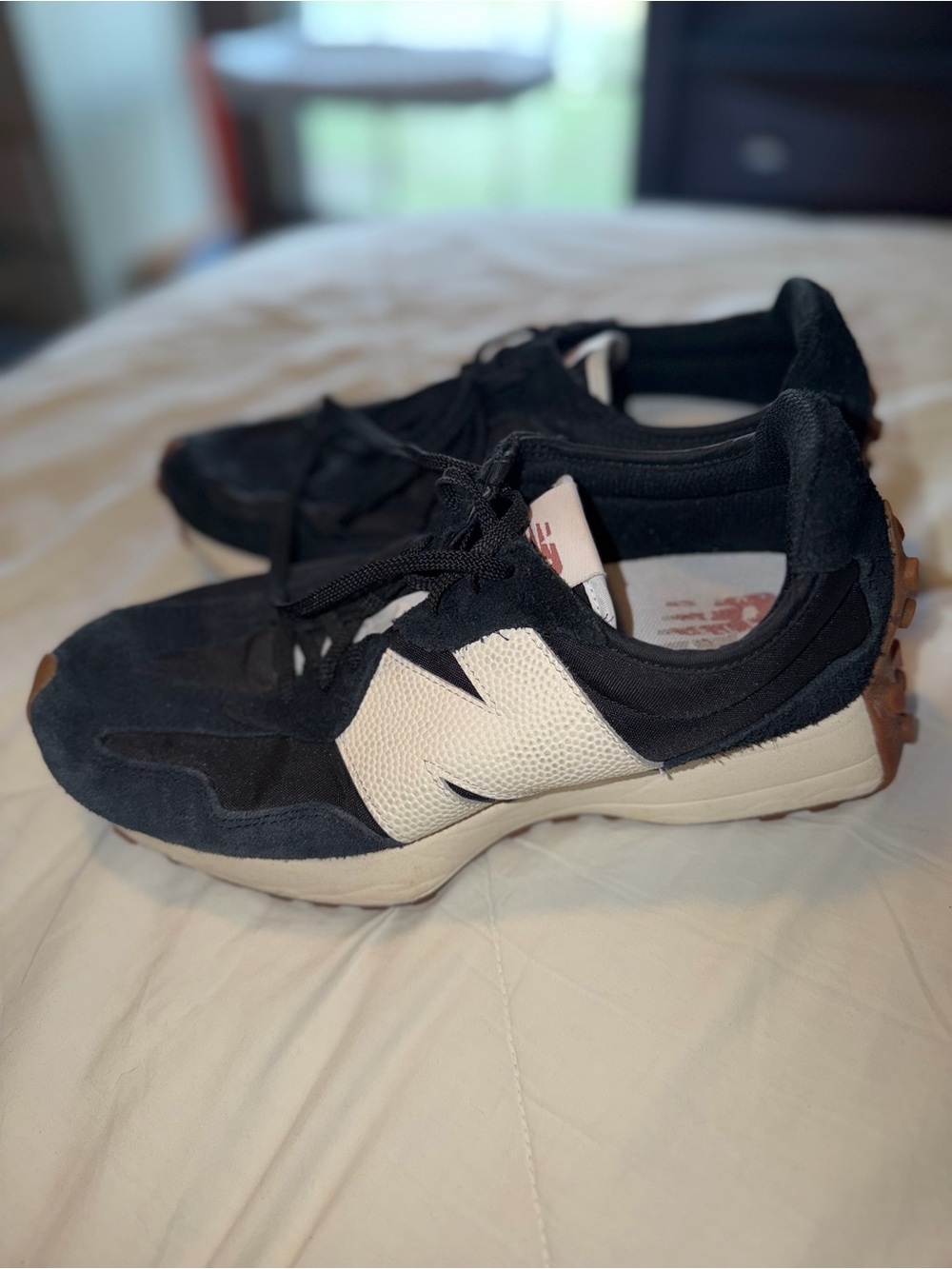 New Balance Women’s 327 Black and White Athletic Sneakers